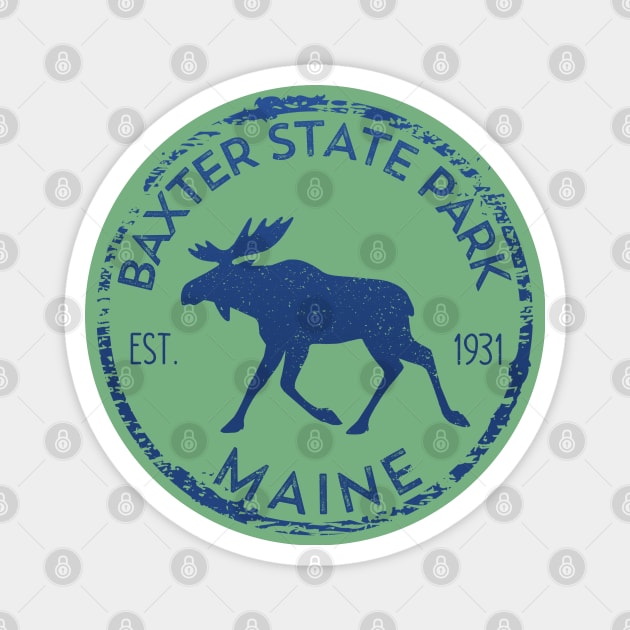 Baxter State Park Maine ME Moose Lovers Hiking Souvenirs Magnet by Pine Hill Goods